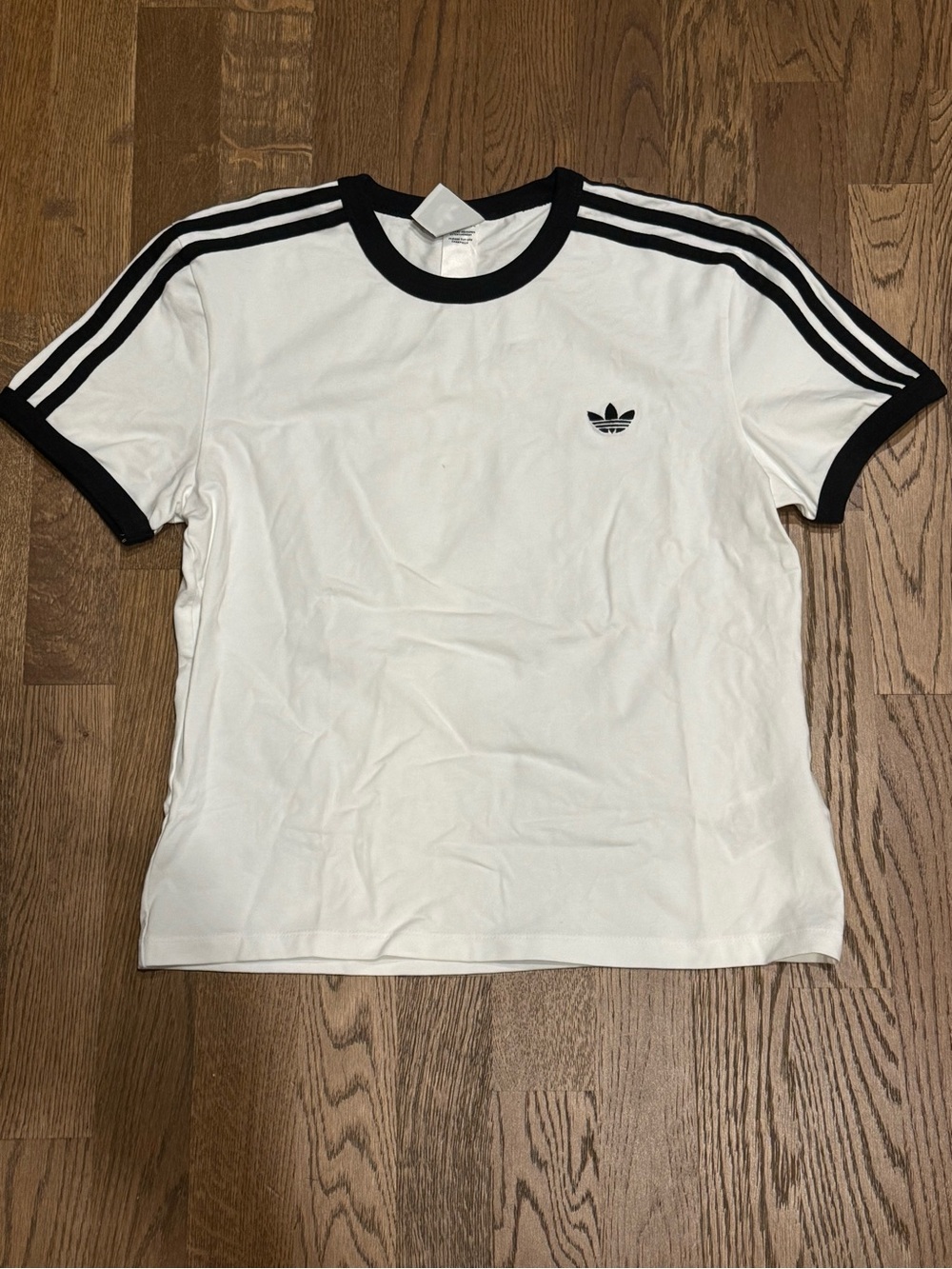 adidas White Short Sleeve Ringer Tee with Black Trim